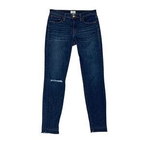 J Crew Jeans Womens 27 Denim Toothpick Raw Hem Skinny Distressed Knee Stretch